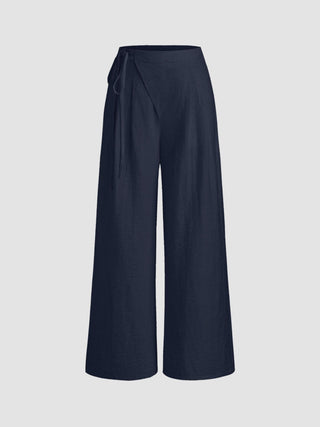 Crossover Waistband Linen Trouser