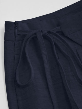 Crossover Waistband Linen Trouser
