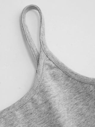 Cotton-blend Scoop Neckline Solid Adjustable Strap Cami Top