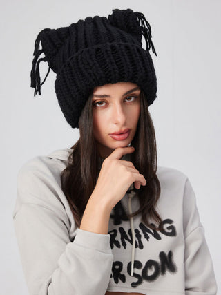 CAT EAR KNITTED BEANIE HAT