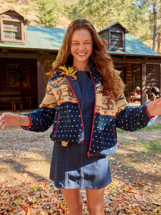 Fleece Collar Graphic Jacket