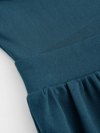 High Neck Solid Cut Out Patched Wide Leg Jumpsuit