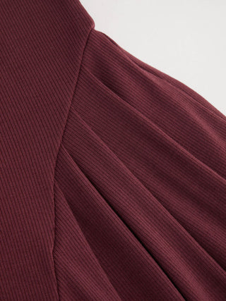 High Neck Solid Pocket Ruffle Midi Dress