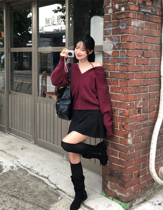 (Pleated skirt with built-in inner shorts)