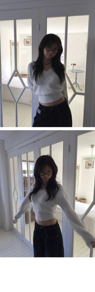 Fossil V-Neck Wool Crop Knitwear - 6 colors