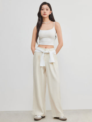 Cotton-blend Scoop Neckline Solid Adjustable Strap Cami Top