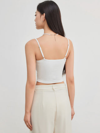 Cotton-blend Scoop Neckline Solid Adjustable Strap Cami Top