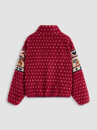 Fleece Collar Graphic Jacket