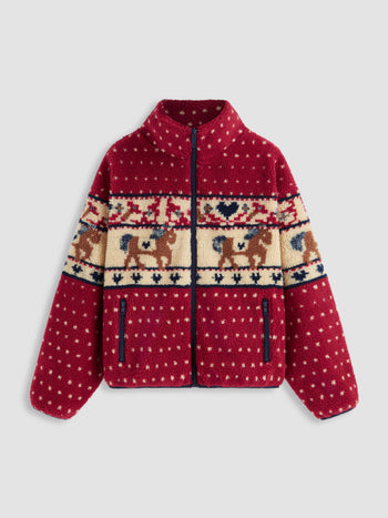 Fleece Collar Graphic Jacket