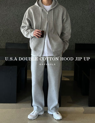 Star SUPIMA Double-Layered Cut-Out Zip-Up Hoodie (High Q)