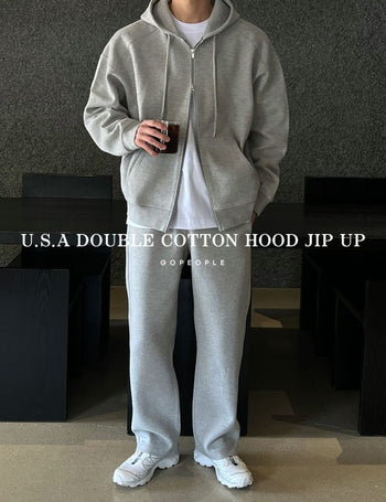 Star SUPIMA Double-Layered Cut-Out Zip-Up Hoodie (High Q)