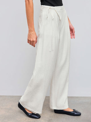 Crossover Waistband Linen Trouser
