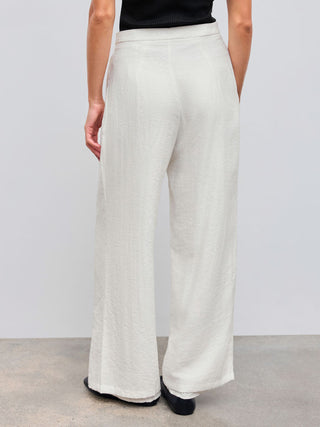 Crossover Waistband Linen Trouser