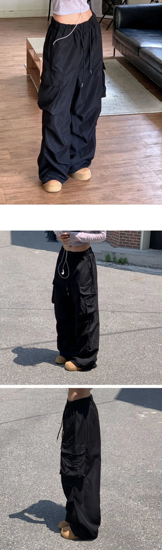 Natty Two-Pocket Wide Long Nylon Two-Way Pants - 4 Colors