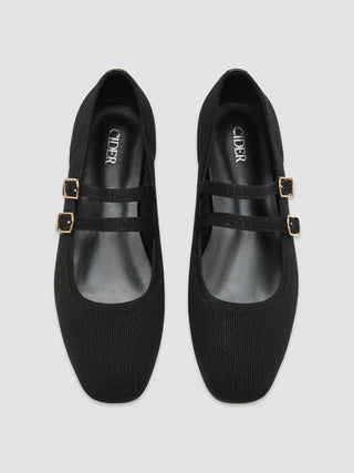 DOUBLE STRAP KNITTED MARY JANE FLATS