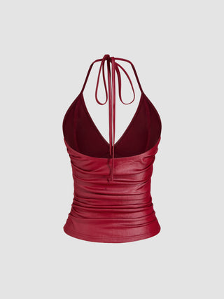 Halter Neckline Ruched Cami Top