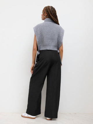 Crossover Waistband Linen Trouser