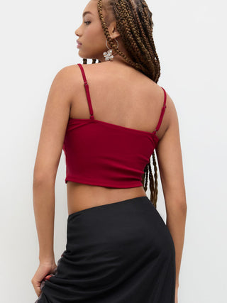 Cotton-blend Scoop Neckline Solid Adjustable Strap Cami Top