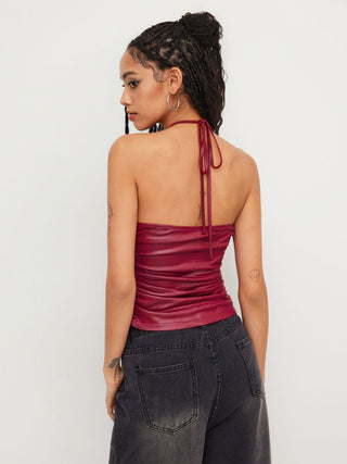 Halter Neckline Ruched Cami Top