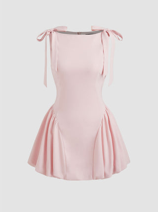 Grad Dresses Cute Summer Dresses Party Dress For Party New Years Holiday Dress Valentine rush outfits special occasion dresses Woven Sculptural Boat Neck Bowknot Bubble Hem Mini Dress For Date