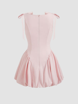 Grad Dresses Cute Summer Dresses Party Dress For Party New Years Holiday Dress Valentine rush outfits special occasion dresses Woven Sculptural Boat Neck Bowknot Bubble Hem Mini Dress For Date