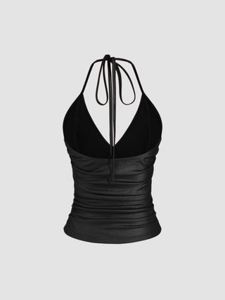 Halter Neckline Ruched Cami Top