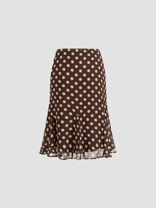 Mesh Mesh Low Rise Polka Dot Bowknot Mermaid Skirt For Daily Casual