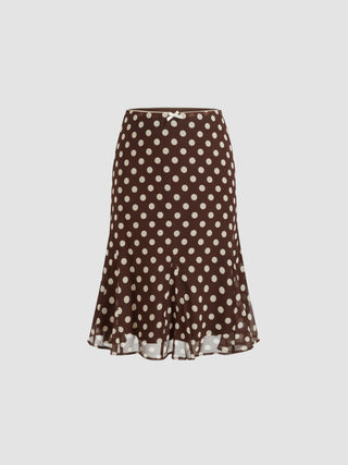 Mesh Mesh Low Rise Polka Dot Bowknot Mermaid Skirt For Daily Casual