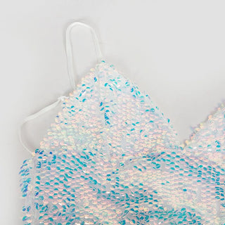 V neck glitter cami mini dress