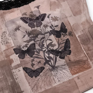 Lace hem butterfly print cami top