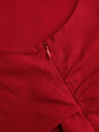 Linen-blend Boat Neckline Solid Bowknot Tank Top