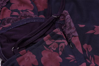 Flower print mesh self tie slit cami maxi dress