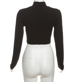 High neck long sleeve lace top