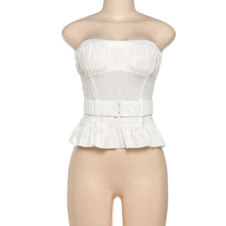 Ruched belt solid tube top