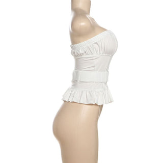 Ruched belt solid tube top