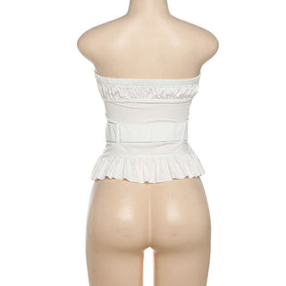 Ruched belt solid tube top