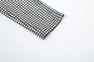 Long sleeve square neck self tie plaid maxi skirt set