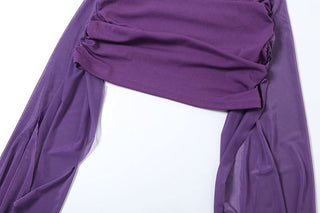 Halter sweetheart pattern fluffy ruched mini dress