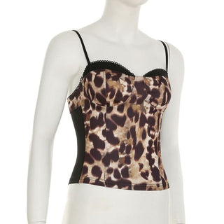 Leopard print sweetheart neck cami top
