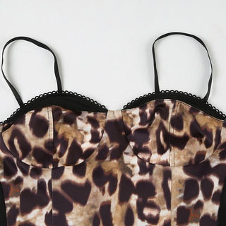 Leopard print sweetheart neck cami top
