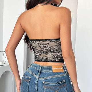 Sweetheart neck lace bustier button top