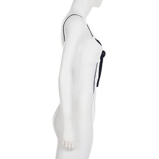 Lace hem bowknot cami bodysuit