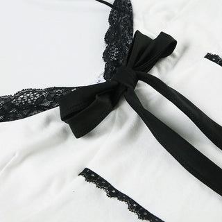 Lace hem bowknot cami bodysuit