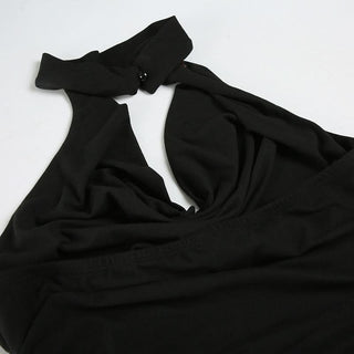 Cowl neck halter ruched flower applique top