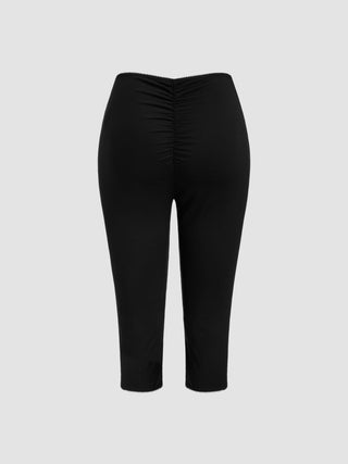 Low Rise High Stretch Split Knee Length Capri Leggings