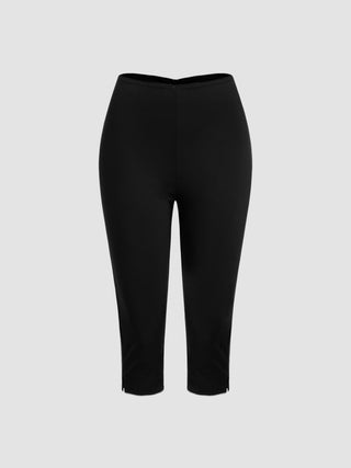 Low Rise High Stretch Split Knee Length Capri Leggings