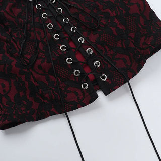 U neck lace up lace tank top