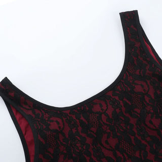 U neck lace up lace tank top