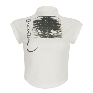 Cap sleeve high neck print top