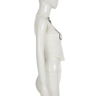 Cap sleeve high neck print top